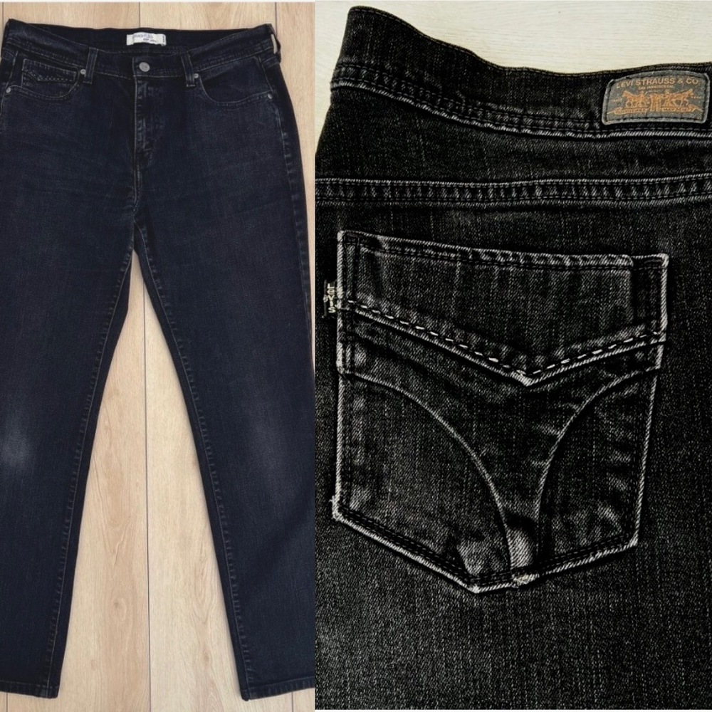 Y2K Levi's 505 Black Label Jeans Straight Leg Stretch in Washed Black Misses 12M